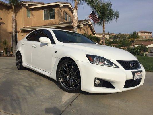 Lexus IS-F wheels in Prismatic Crystal Grey.