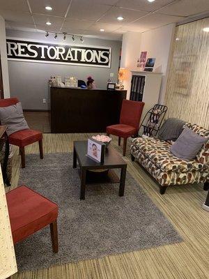 Restorations Health and Wellness reception area   #Medi-Spa, #MICRODERMABRASION #FraxelC02