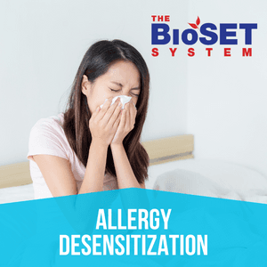 The BioSET System  aides in desensitizing food and environmental allergies & sensitivities.  ReSETs the body from under or overreacting to a