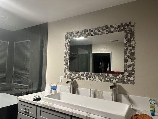 Custom mirror, frame and vanity