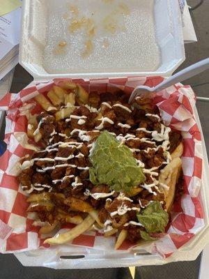 Adobada fries (loaded fries according to their menu)