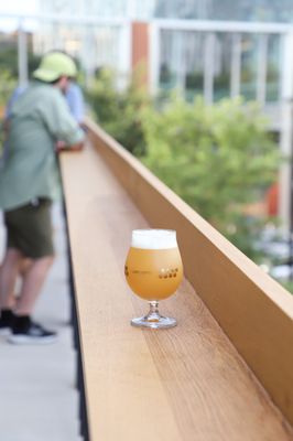 Hazy IPAs on the upstairs taproom porch