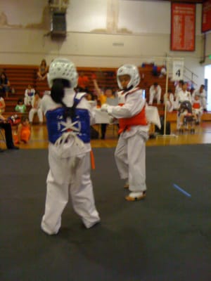 Sparring at a tournament