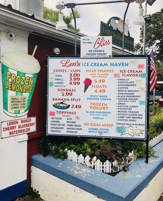 Menu board for the ice cream window