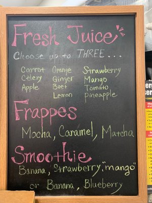 Fresh Juice, Frappes, Smoothies