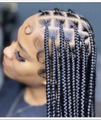 Med knotless braids