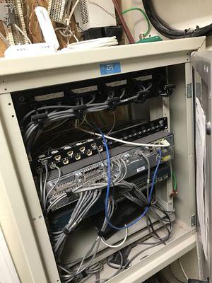 Network rack enclosure at a local office.