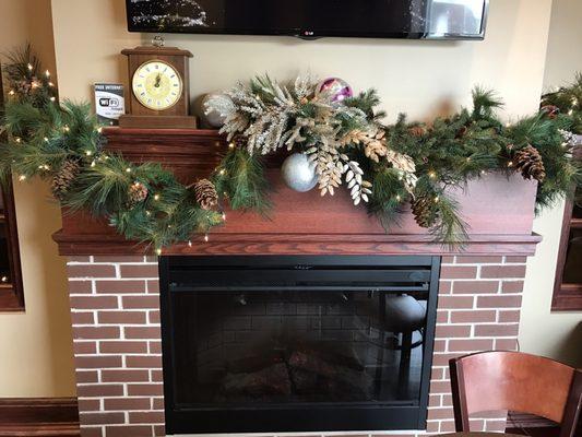 Fireplace in the welcome center