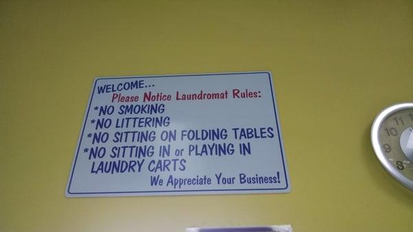 They keep you in line at this laundromat!