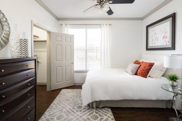 Select homes feature luxury vinyl plank flooring in the bedrooms