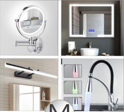 LED mirrors, vanity light and kitchen faucet