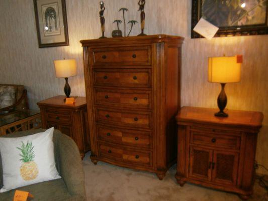 Gorgeous refinished bedroom sets and accent lighting