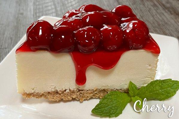 Cherry cheesecake slice