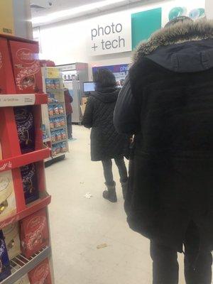 View from aisle with chips/refrigerated/frozen goods. This was on a Saturday in February at 3pm.