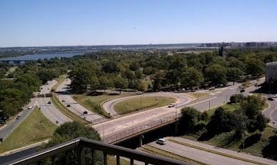 The beautiful view of the Iwo Jima Memorial, the Potomac River, and the Pentagon from our conference room balcony.