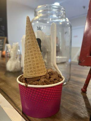 Medium hard chocolate pb cup ice cream :)