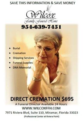 Direct Cremation $695