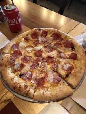 Pepperoni, sun dried tomatoes & roasted onions