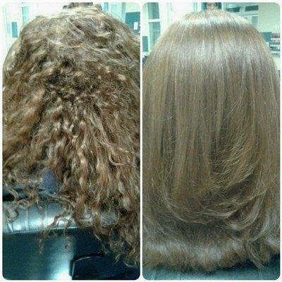 Before and after Keratin smoothing treatment