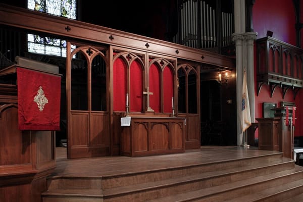 Altar area (cross may be removed for non-christian events)