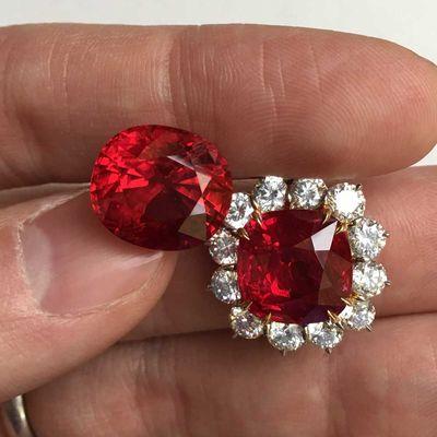 Vivid Red Natural Rubies and Diamonds