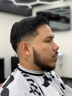 Mod drop fade w/beard line up.