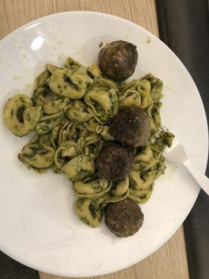 Pesto tortellini (I added the meatballs.)