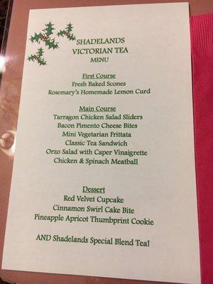 Our Holiday Tea tradition! Here's the menu