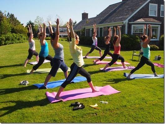 Sunday Morning Yoga on the lawn