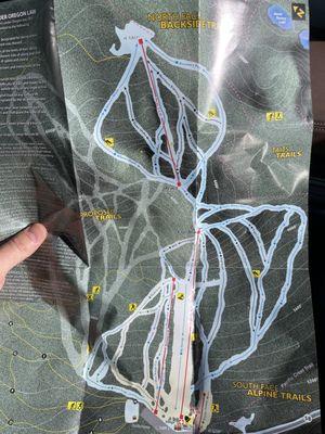 Trail map, 3 lifts, simple resort