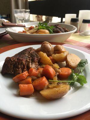 home cooked pot roast dinner