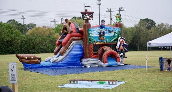 Very nice quality pirate bounce house and slide!