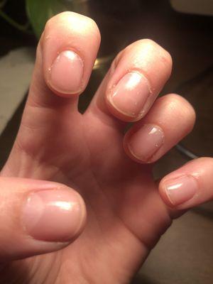 Cuticles weren't cut. Disappointed.