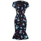 Dress Wiggle Cocktail Pencil Retro Floral Vintage Party 50s Polka Mermaid