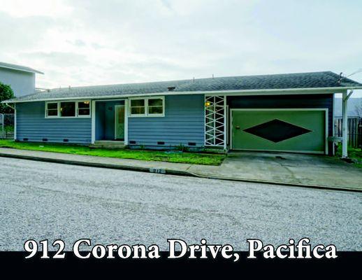 912 Corona Dr. Pacifica, CA 94044. Listed for $899,000, SOLD for $1,035,000.