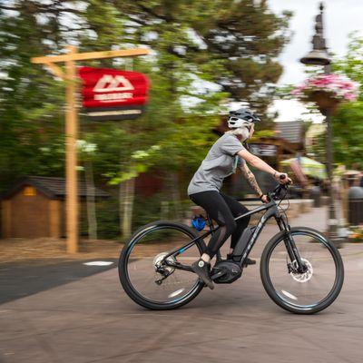 Ride a rental bike around the Big Bear Lake Village