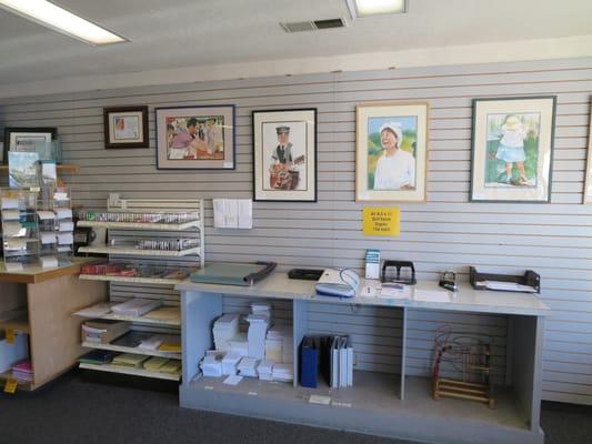 Front of the shop: hung with watercolors by a local artist. Pretty rad engagment with art and community.