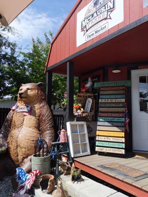 Out front of the general store and ice cream shop