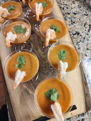 Gazpacho Shooters with Shrimp