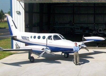 Tim Miller owner of Midwest Direct Charters and one of the planes in his hanger