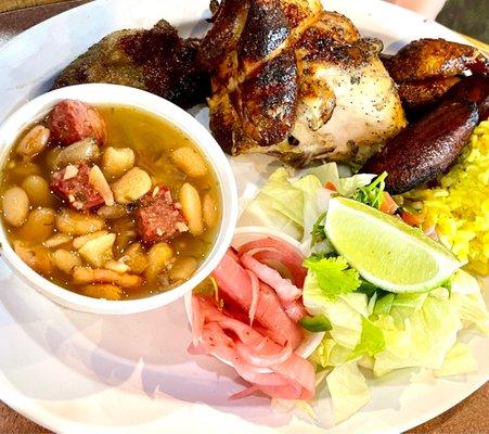 Chicken and rib plate with plantains