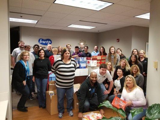 BWTP Team Members donated almost 6,000 items to the Harvey Kornblum Jewish Food Pantry for the holidays.