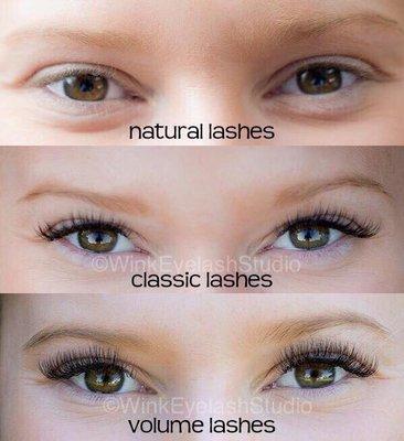 Natural lashes | Classic lashes | Volume lashes.