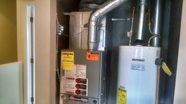 New water heater and gas furnace installation.