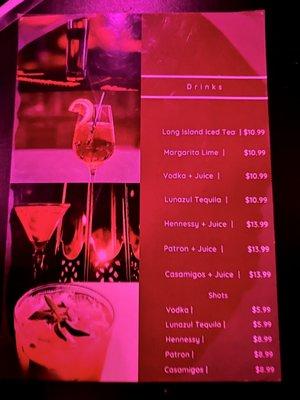 Drink menu