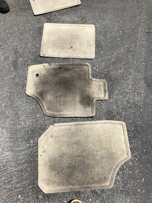 These are car mats that the owner thought of getting rid off before I offered to clean it today as we cleaned his car upholstery.