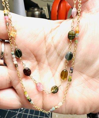 Tourmaline layering necklaces