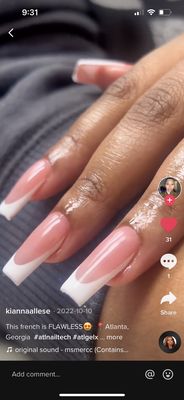 This is blush pink nail bed and deep French I even showed pictures