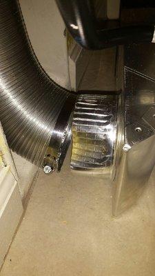 How dryer hookup was left by Accurate Care Services after vent "cleaning".