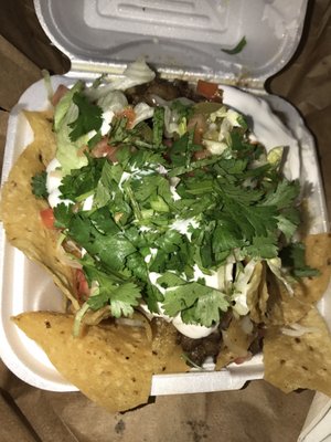 "Small Steak Nachos w/ Cilantros"